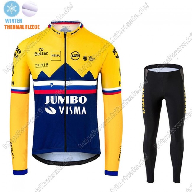 Winter Thermal Fleece Jumbo Visma 2021 SLOVAKIAN Fahrradbekleidung Radtrikot Langarm+Lang Trägerhose PKSED