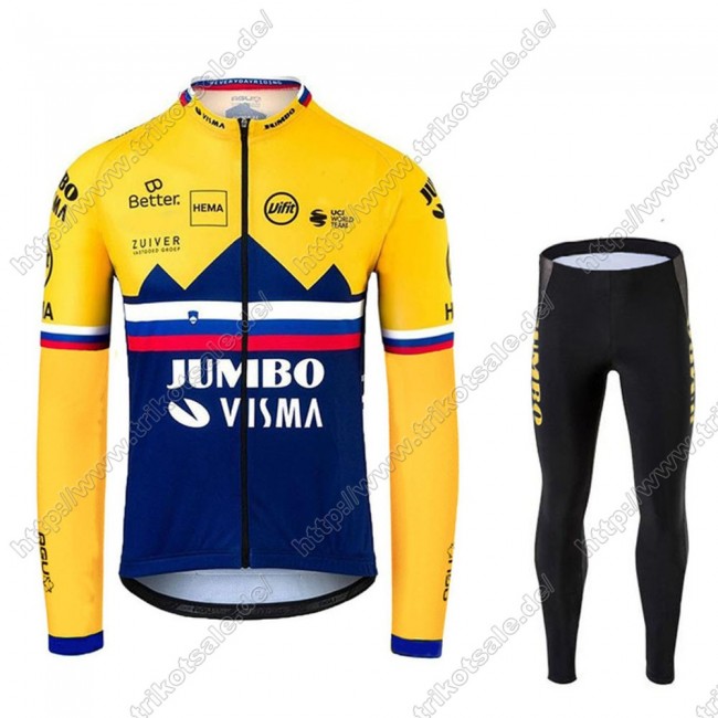 Jumbo Visma 2021 SLOVAKIAN Fahrradbekleidung Radtrikot Langarm+Lang Trägerhose BYXHS