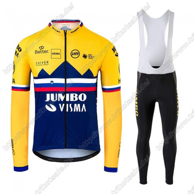 Jumbo Visma 2021 SLOVAKIAN Fahrradbekleidung Radtrikot Langarm+Lang Trägerhose TTEJX