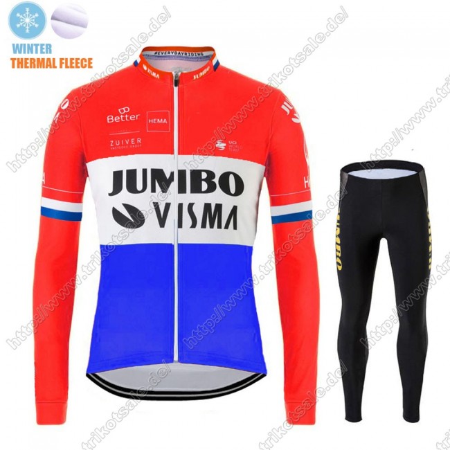 Winter Thermal Fleece Jumbo Visma 2021 Dutch Fahrradbekleidung Radtrikot Langarm+Collant Cycliste KHGIS