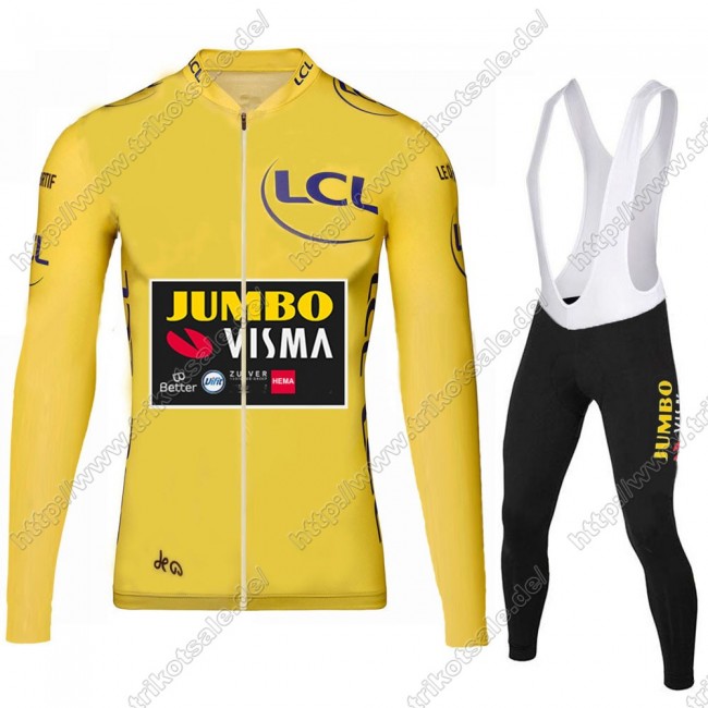 Jumbo Visma 2021 Tour De France Fahrradbekleidung Radtrikot Langarm+Lang Trägerhose WYRIC