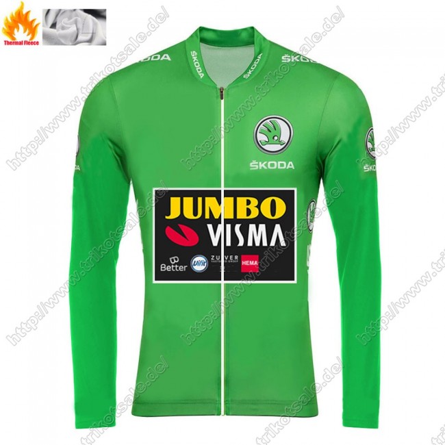 Winter Thermal Fleece Jumbo Visma 2021 Tour De France Fahrradbekleidung Radtrikot Langarm PBUZL