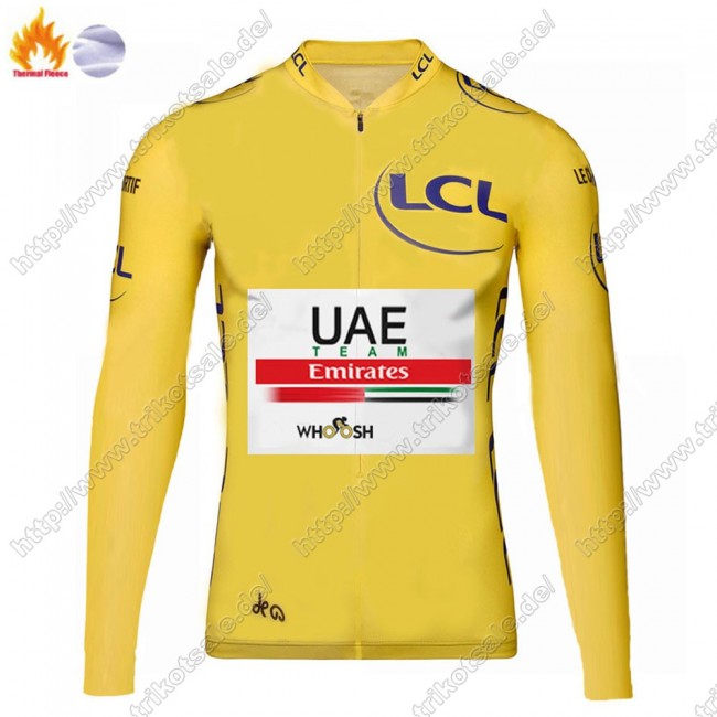 Winter Thermal Fleece UAE EMIRATES Tour De France 2021 Fahrradbekleidung Radtrikot Langarm XNLUM