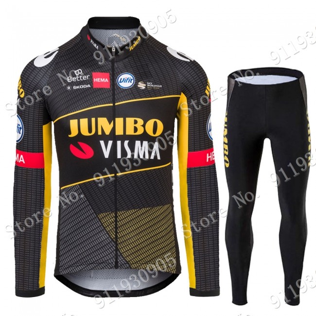 Jumbo Visma Tour De France 2021Fahrradbekleidung Radtrikot Langarm+Lange Trägerhosen 816 EfRR8