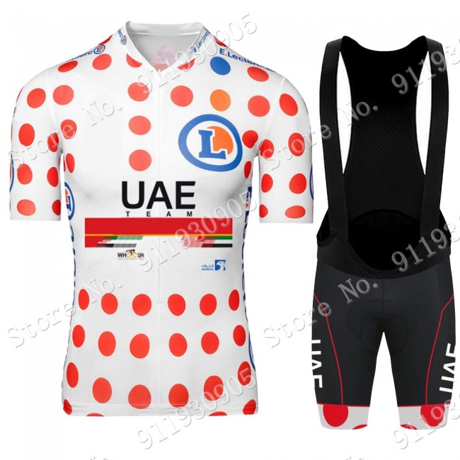 Polka Dot UAE Emirates Tour De France 2021 Fahrradbekleidung Radteamtrikot Kurzarm+Kurz Radhose Kaufen 375 ZV5Gx