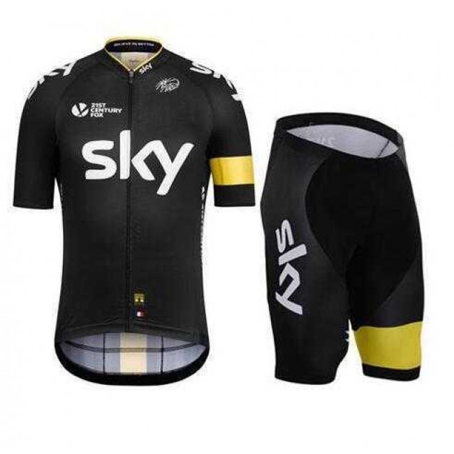 2016 SKY gelb Fahrradbekleidung Radtrikot Kurzarm+Kurz Radhose CC1AE