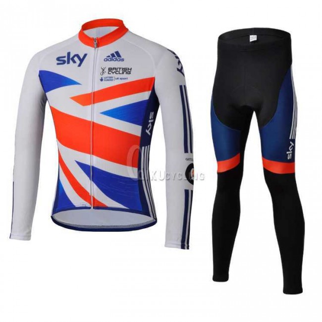 Teams Sky Great Britain Regno Unito Fahrradbekleidung Radtrikot Satz Langarm und Lange Radhose PWU89