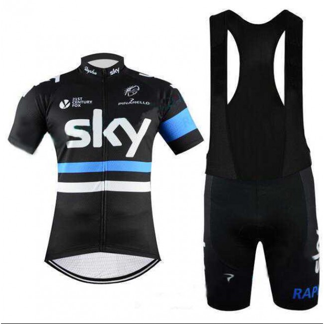 2016 SKY Pro Fahrradbekleidung Radteamtrikot Kurzarm+Kurz Radhose Kaufen Schwarz blau_02 TF4YW