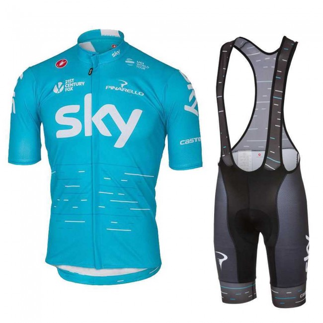 2017 Sky Fahrradbekleidung Radteamtrikot Kurzarm+Kurz Radhose Kaufen blau XTFAS