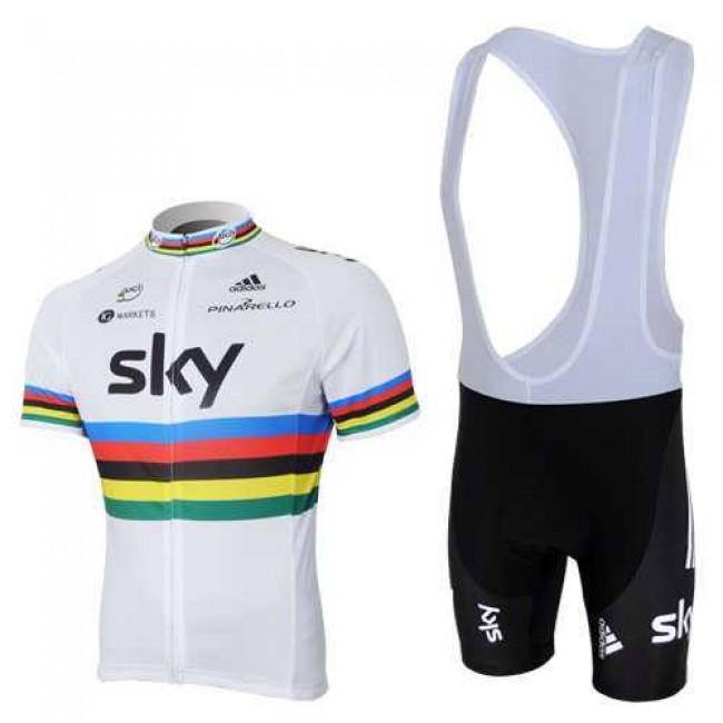 2013 Teams Sky UCI Fahrradbekleidung Radteamtrikot Kurzarm+Kurz Radhose Kaufen weiß Schwarz W70XQ