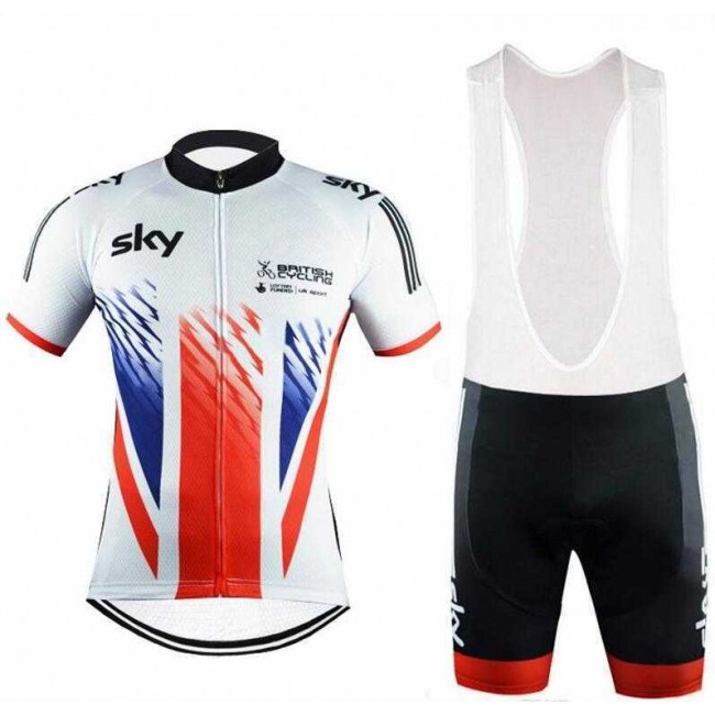 2016 SKY British Fahrradbekleidung Radteamtrikot Kurzarm+Kurz Radhose Kaufen Rot weiß Schwarz AHXAD