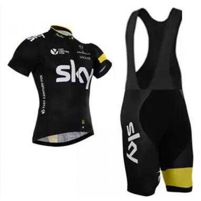 2015 Sky Fahrradbekleidung Radteamtrikot Kurzarm+Kurz Radhose Kaufen Schwarz I1GZ2