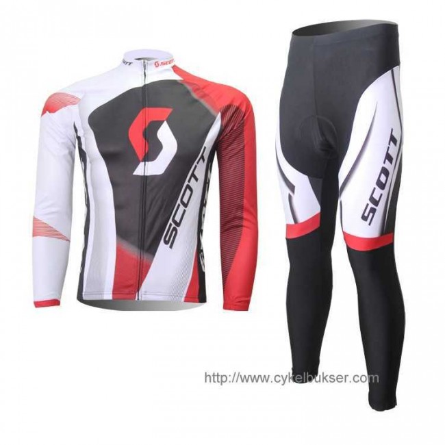 SCOTT RC Pro Fahrradbekleidung Radtrikot Satz Langarm und Lange Radhose weiß Rot Schwarz 2OF9D