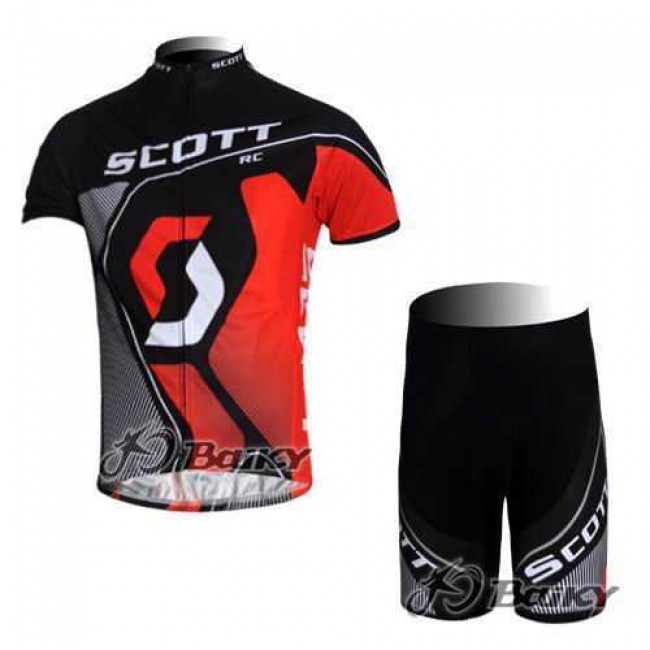 Scott Racing Teams Radbekleidung Radtrikot Kurzarm und Fahrradhosen Kurz Schwarz Rot NBPMA