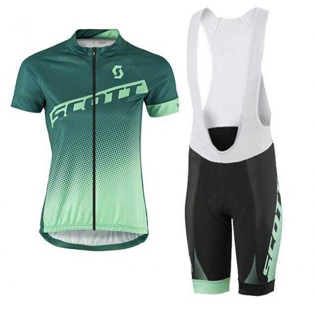 2016-2017 Scott Fahrradbekleidung Radteamtrikot Kurzarm+Kurz Radhose Kaufen grün Damen H4AQ1