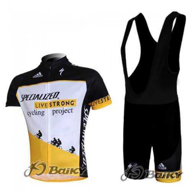 Specialized Livestrong Fahrradbekleidung Radteamtrikot Kurzarm+Kurz Radhose Kaufen weiß gelb L93I8