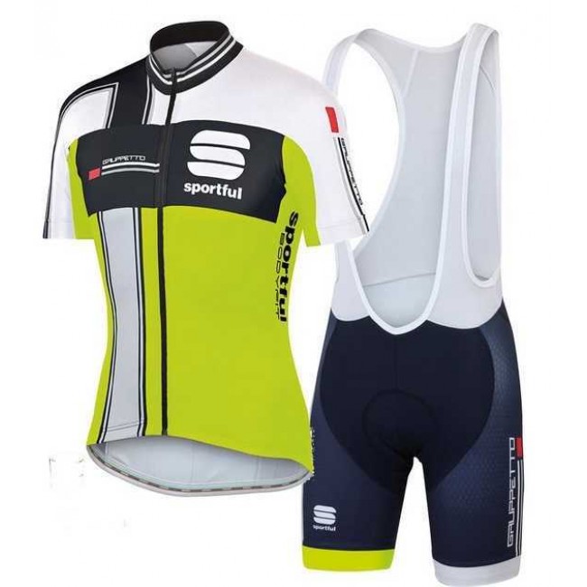 2015 Sportful Schwarz weiß grün Fahrradbekleidung Radteamtrikot Kurzarm+Kurz Radhose Kaufen XDB7V