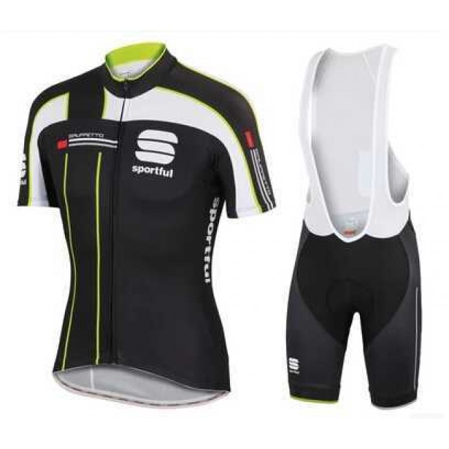 2015 Sportful Fahrradbekleidung Radteamtrikot Kurzarm+Kurz Radhose Kaufen Schwarz weiß grün Z68OF