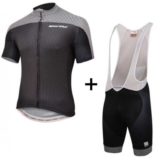 2016 Sportful Fahrradbekleidung Radteamtrikot Kurzarm+Kurz Radhose Kaufen Schwarz VRRI5