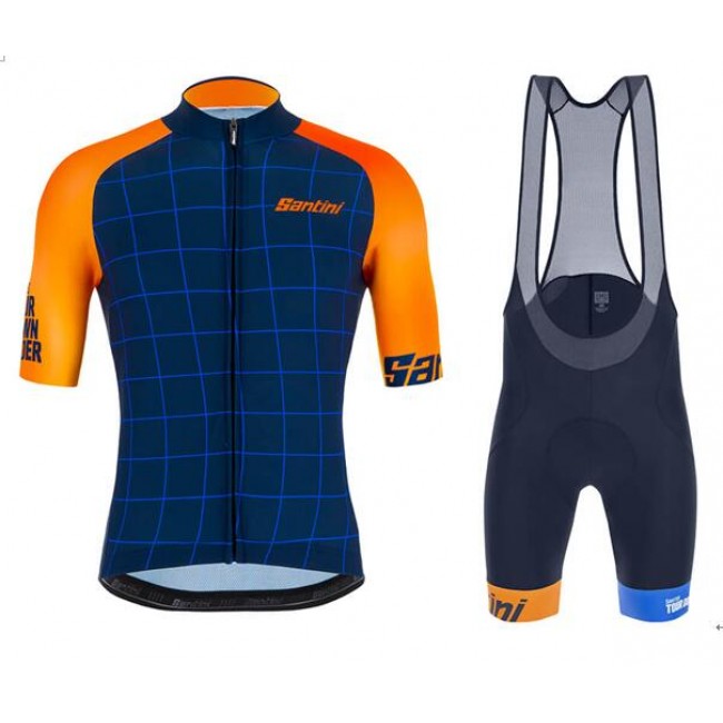 TOUR DOWN UNDER 2020 Fahrradbekleidung Kurzamtrikot+Trägerhose kurz Blau