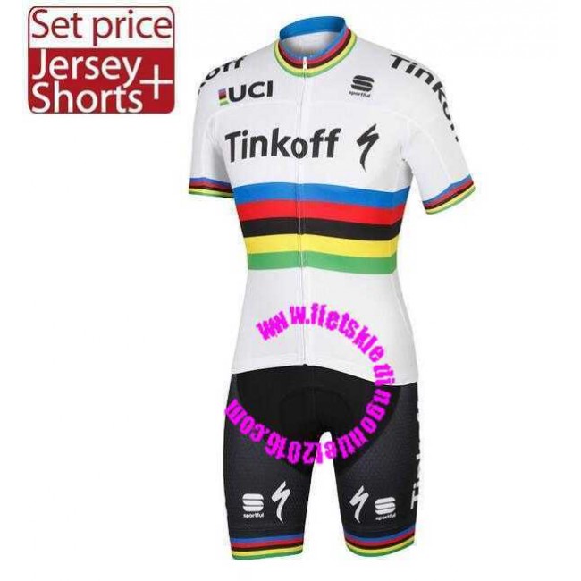 2016 Tinkoff World Champion Fahrradbekleidung Radteamtrikot Kurzarm+Kurz Radhose Kaufen U32JC