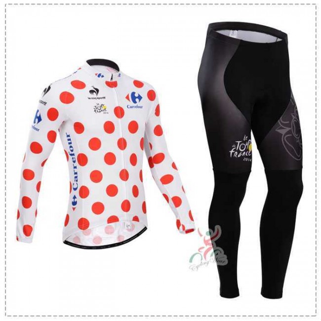 Tour de France le coq sportif 2014 Fahrradbekleidung Radtrikot Langarmen polka-dot+Lange Fahrradhose 15I64