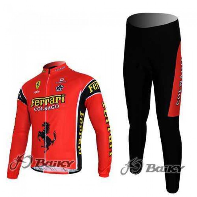 Ferrari Colnago Pro Team Fahrradbekleidung Set Langarmtrikot+Lange Radhose Rot 8FEVZ