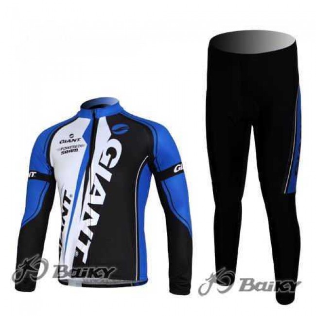 Giant Sram Pro Team Fahrradbekleidung Set Langarmtrikot+Lange Radhose blau weiß Schwarz 5OEOW