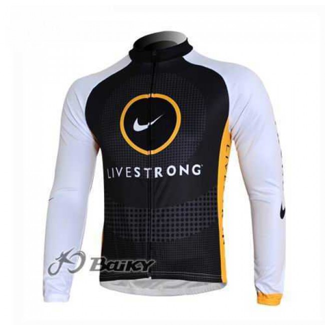 Livestrong Radtrikot Langarm Schwarz weiß AC3N9