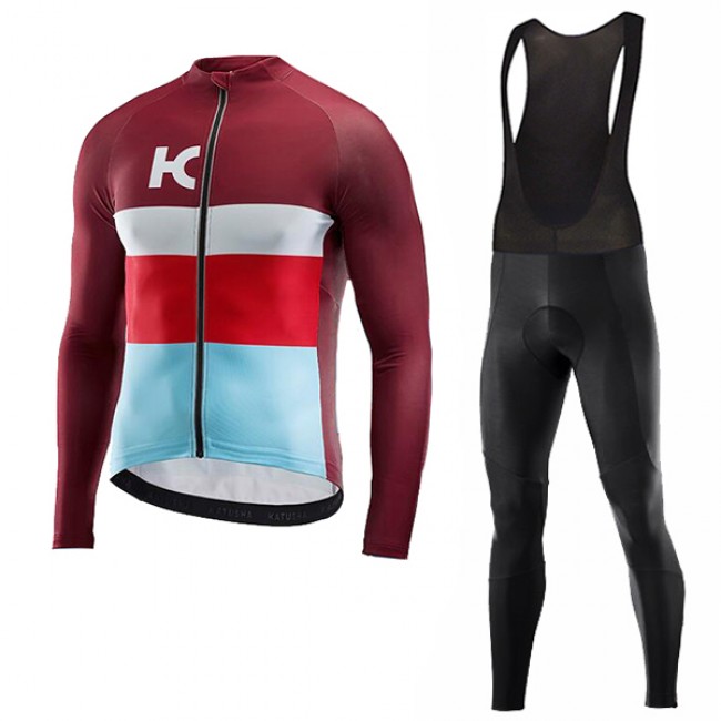 2018 Katusha Rot Fahrradbekleidung Set Langarmtrikot+Lange Trägerhose 7XWY0