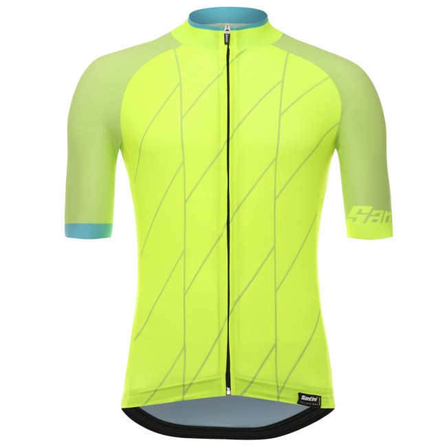 Santini Ace gelb fluo Fahrradbekleidung Radtrikot IXHOU