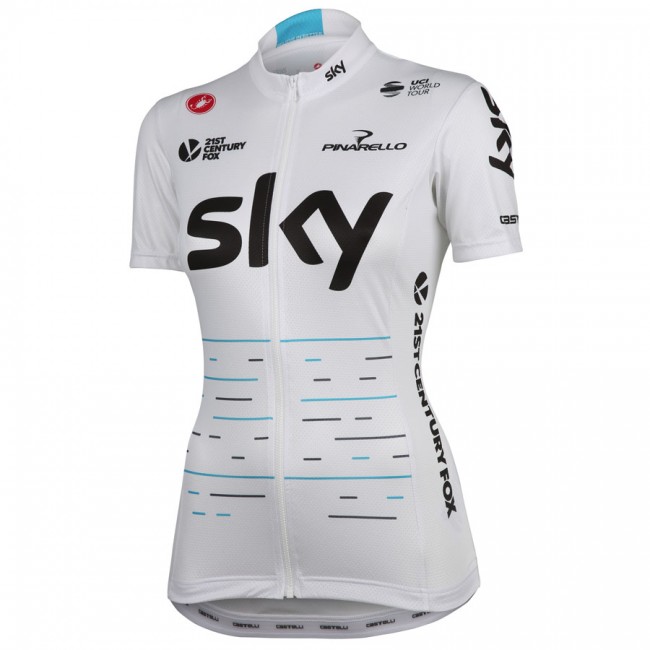 Team Sky Fan 2017 Damen Fahrradbekleidung Radtrikot weiß 3T9XX