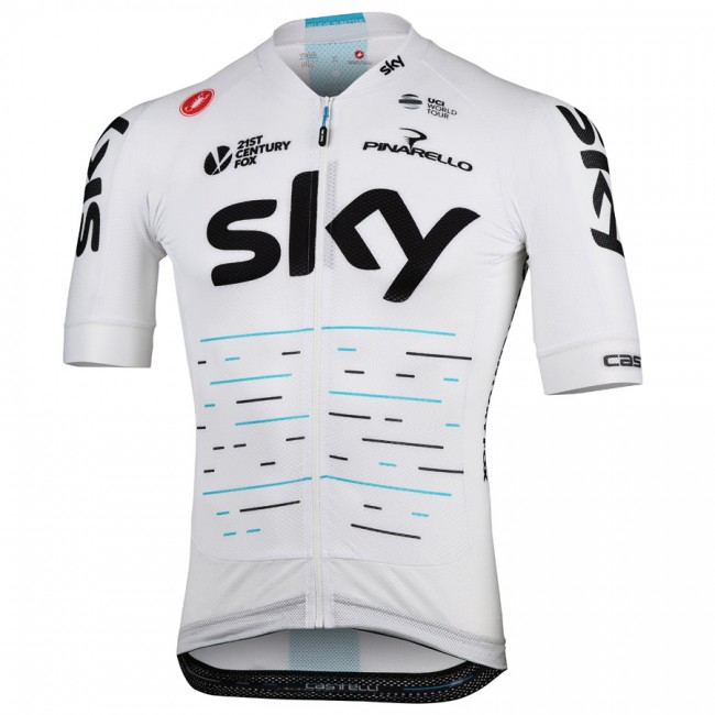 Team Sky 2017 Aero Race Fahrradbekleidung Radtrikot weiß 8SH99