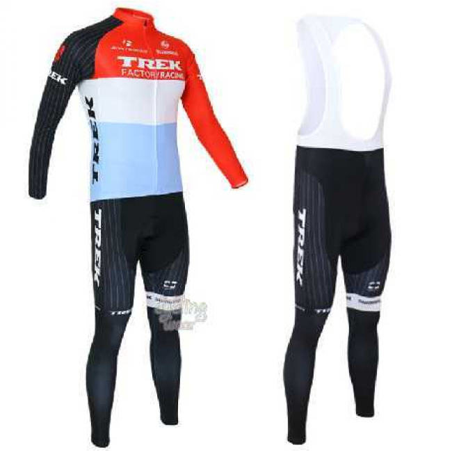 Trek Factory Racing 2014 Fahrradbekleidung Set Langarmtrikot+Lange Trägerhose Rot weiß DNDIY