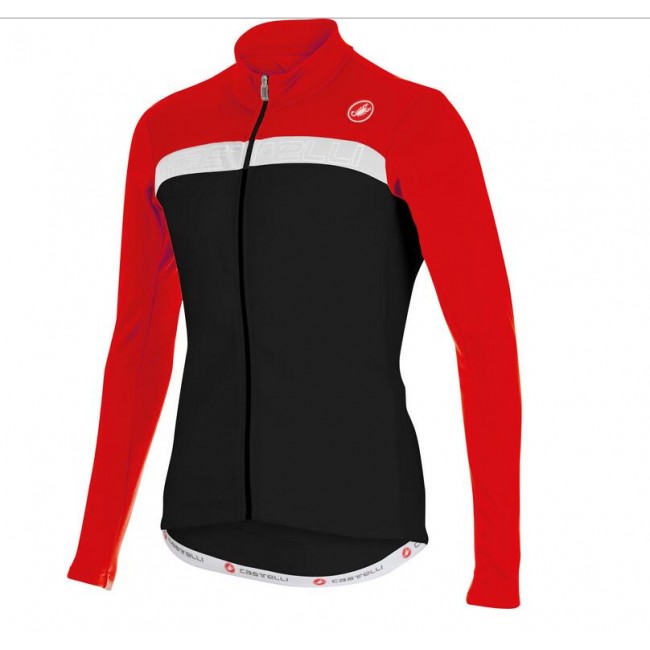 2016 Castelli Criterium Fahrradbekleidung Radtrikot Langarmen Schwarz Rot PC9BL