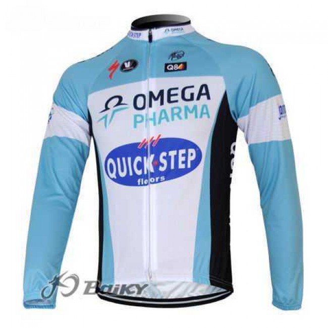 Omega Pharma Quick Step Pro Team Radtrikot Langarm blau weiß JMUKG