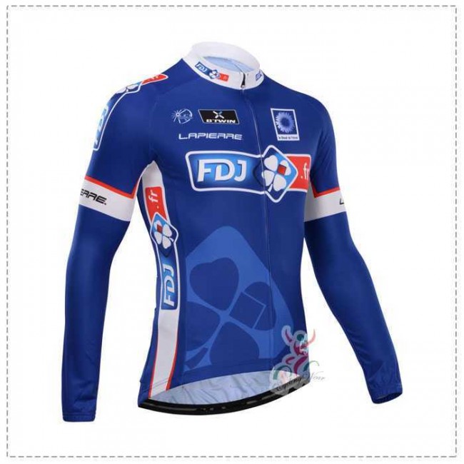 FDJ.fr 2014 Fahrradbekleidung Radtrikot Langarm blau JJ7OE