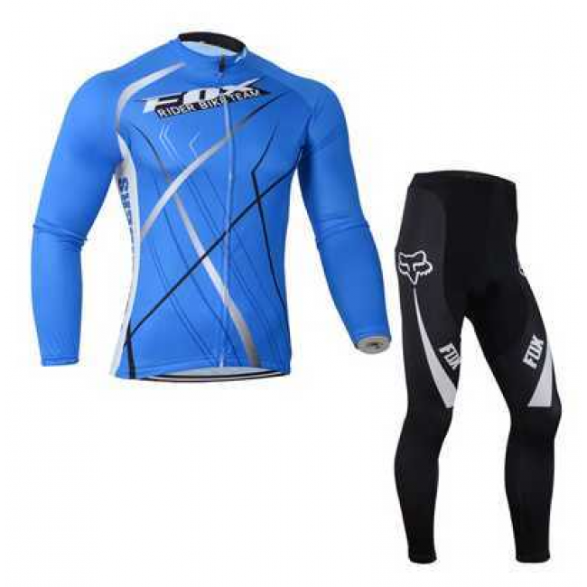 Fox 2014 Fahrradbekleidung Set Langarmtrikot+Lange Radhose blau Schwarz QR2JT