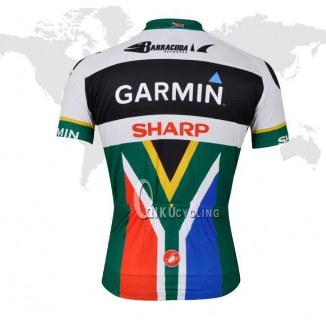 2013 Garmin Sharp Barracuda Sudafrica kampioen Set wielershirts Korte mouw Schwarz grün QNIIN