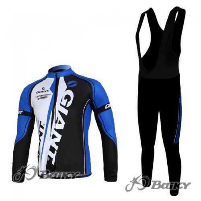 Giant Sram Pro Team Fahrradbekleidung Set Langarmtrikot+Lange Trägerhose blau weiß Schwarz WYUGD