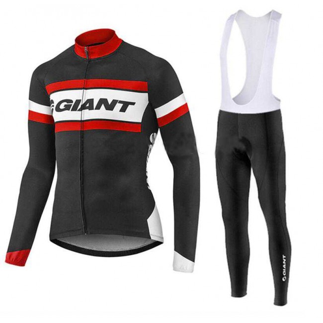 2016-2017 Giant Fahrradbekleidung Set Langarmtrikot+Lange Trägerhose Rot YDAL7