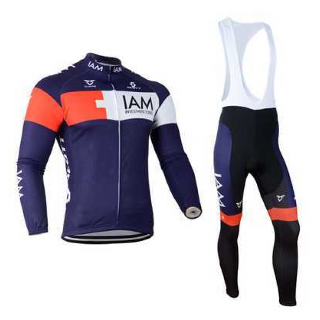 2014 IAM Scott Fahrradbekleidung Set Langarmtrikot+Lange Trägerhose blau YI5YY