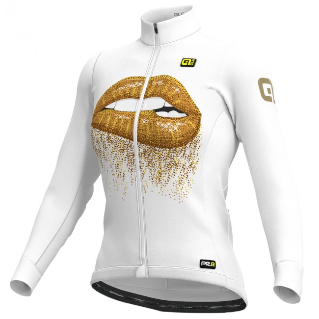 Damen Ale Graphics PRR Lips-weiß Fahrradbekleidung Radtrikot Langarm NS9E8