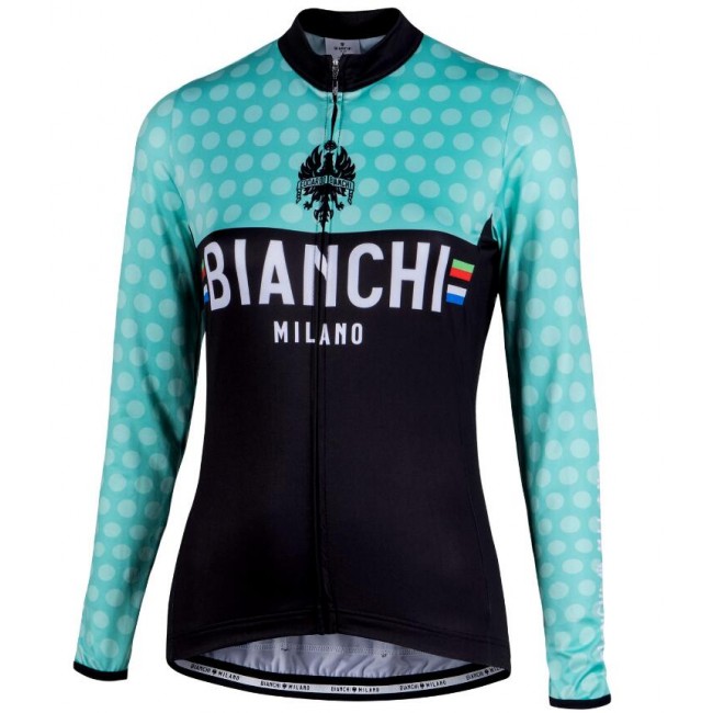 BIANCHI MILANO TERMENO Damen Schwarz/celeste Fahrradbekleidung Radtrikot Langarm UD7T8