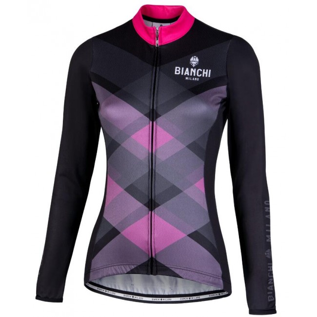 BIANCHI MILANO Damen Cornedo Schwarz/pink Fahrradbekleidung Radtrikot Langarm XEZ3C