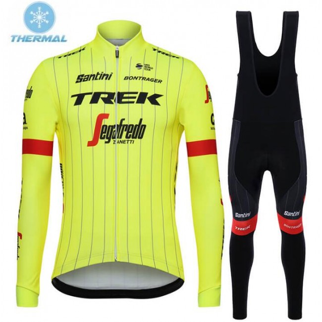 Trek Segafredo 2018 thermaal fluo gelb Fahrradbekleidung Set Langarmtrikot+Lange Trägerhose ZM9ZR