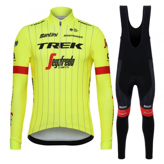 Trek Segafredo 2018 fluo gelb Fahrradbekleidung Set Langarmtrikot+Lange Trägerhose Z7XP0