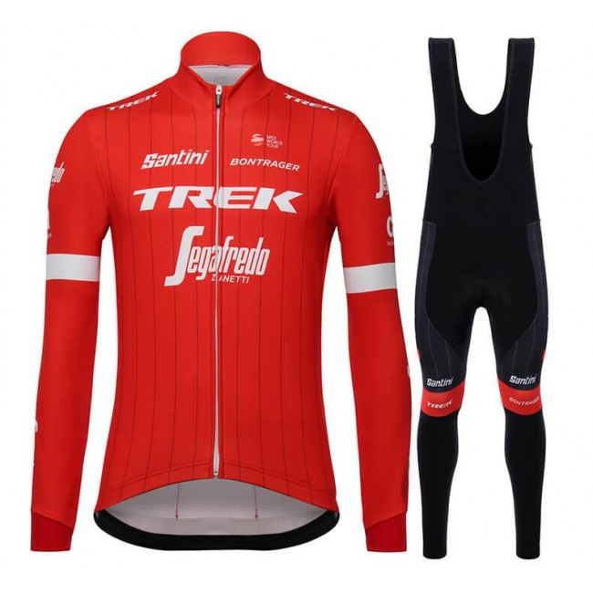 Trek Segafredo 2018 Rot Fahrradbekleidung Set Langarmtrikot+Lange Trägerhose Z2PQN