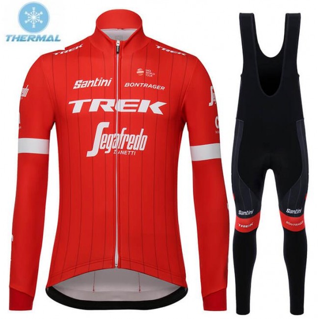 Trek Segafredo 2018 Rot thermaal Fahrradbekleidung Set Langarmtrikot+Lange Trägerhose LN09U