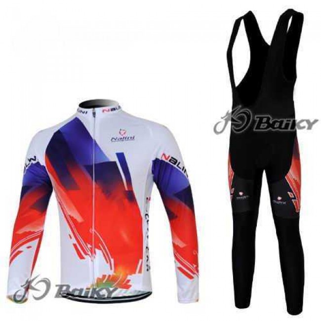 Nalini Pro Team Fahrradbekleidung Set Langarmtrikot+Lange Trägerhose Rot weiß VHLPD